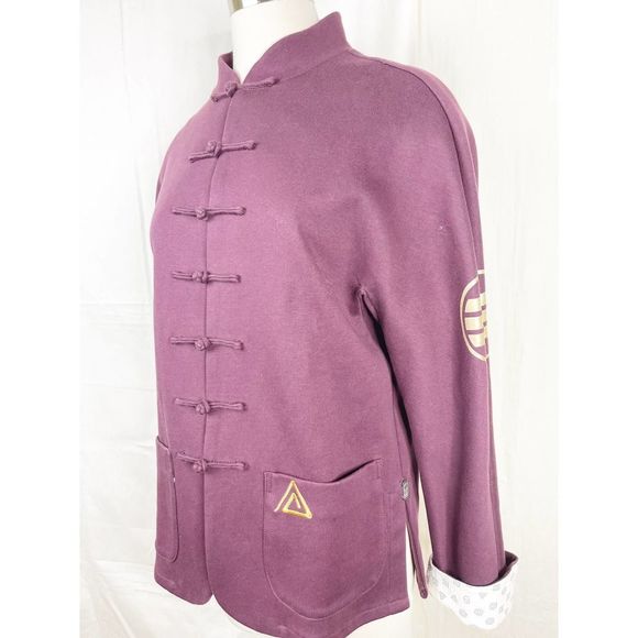 Mens Yishu Deep Purple Jacket With Gold Accents - Picture 3 of 5